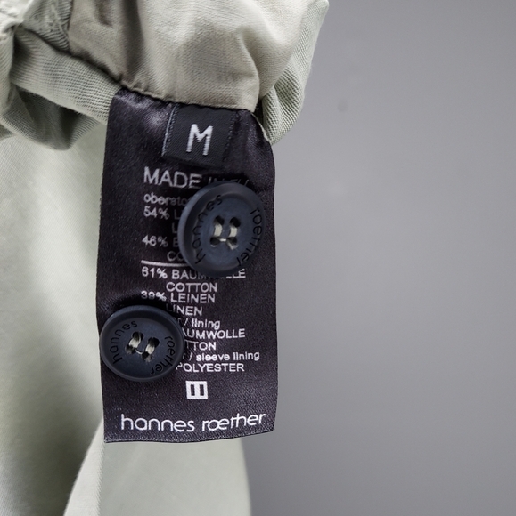 Hannes Roether Blazer Jacket Green Double-Breasted Button VNeck Collar Medium - Picture 6 of 7